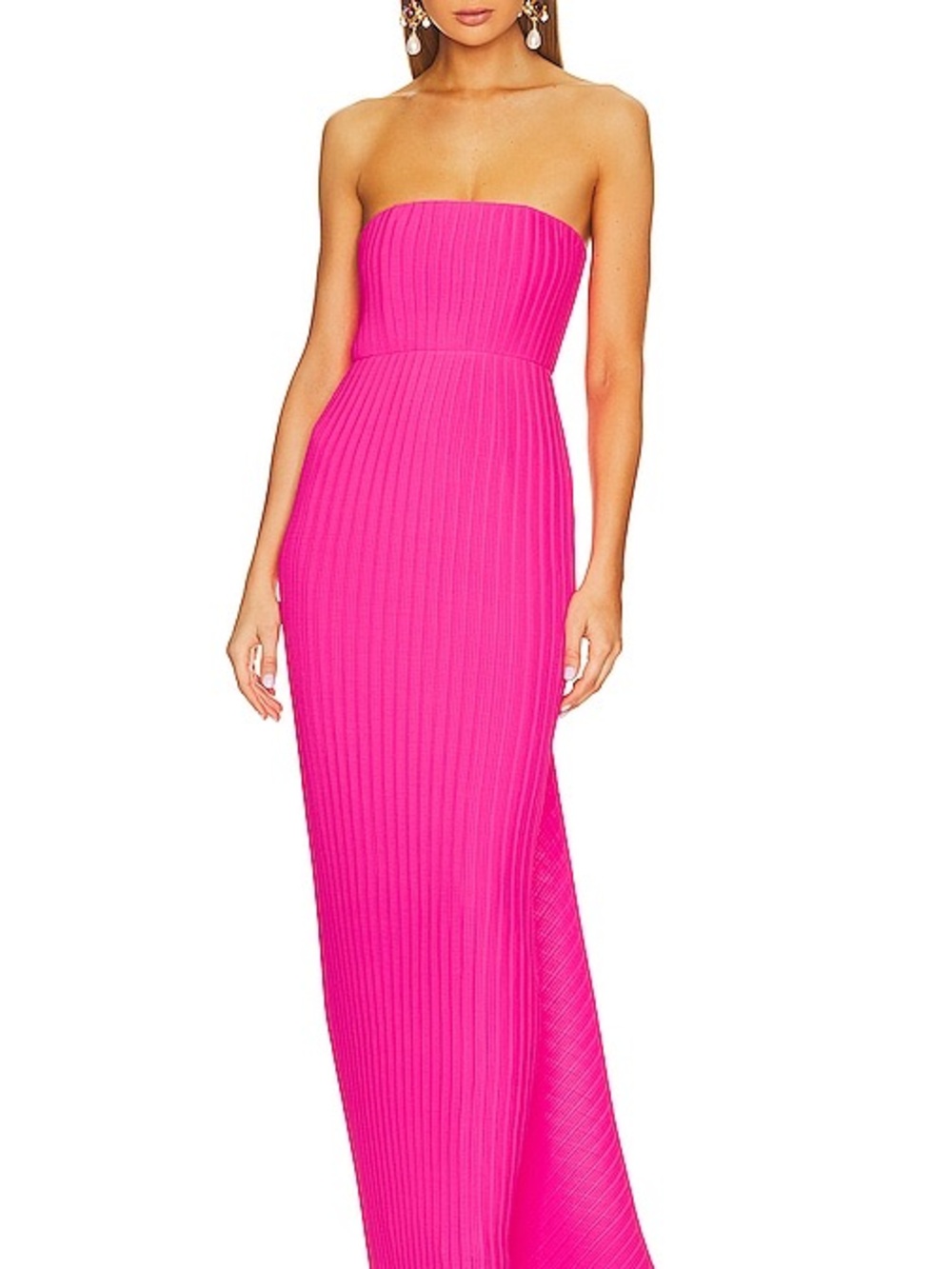 Harlee pleated chiffon maxi dress in hot pink